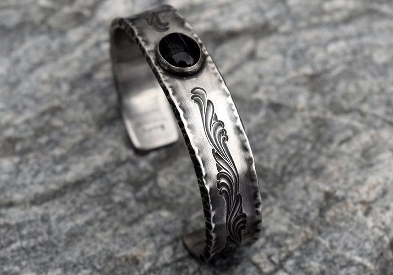 Engraved Mens Bracelet Silver Cuff Bracelet Custom Engravable Etsy