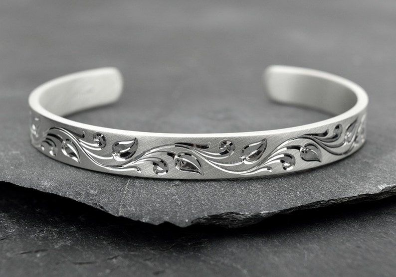 Silver Leaf Bracelet Custom Engraved Bracelet Personalized | Etsy