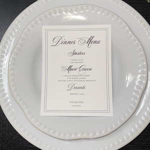 5x7 Modern Wedding Menu | Minimal Solid Color Menu | Personalized Dinner Card