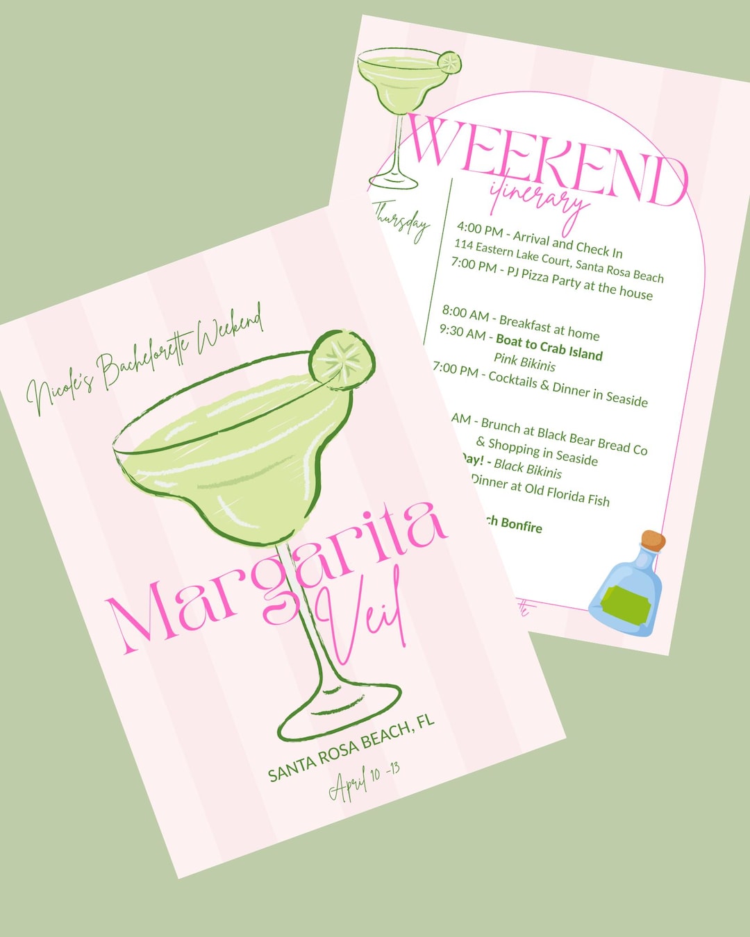 Bachelorette Party Itinerary – Margarita Veil Theme – Editable Canva ...