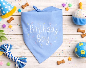 Bandana de cumpleaños para perro: Bandana bordada personalizada para mascotas / Regalo para mamá y cachorro