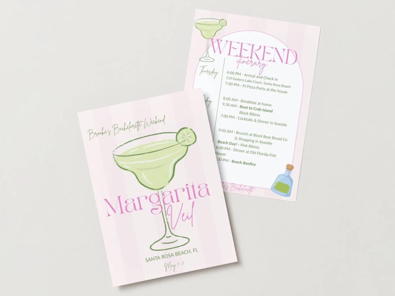 Bachelorette Party Itinerary – Margarita Veil Theme – Editable Canva ...