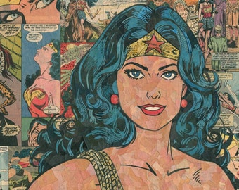 Wonder Woman Comic Collage - giclee print