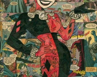 Harley Quinn Comic Collage - Giclee Print