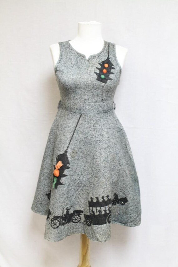 Novelty stop light, 1950's 60's dress VLV Tiki Sur