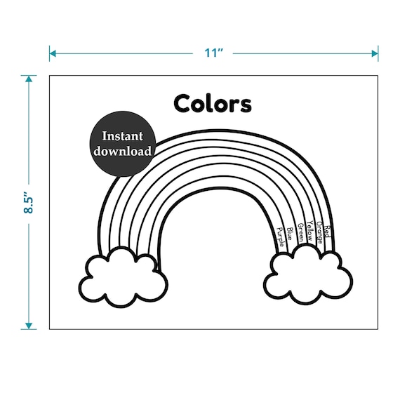 Rainbow Coloring Page for Preschool Kids Learning the Colors - Etsy