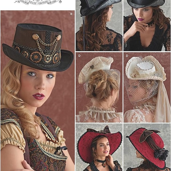 Simplicity Pattern 8361 Women's Steampunk Hat Sewing Pattern, Sizes S-L