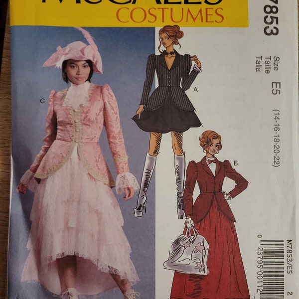 McCall's Pattern M7853 Steampunk/Lolita Dress Pattern, Floor Length Dress 14-22 Plus Size