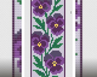 Bookmark Cross Stitch Pattern - Pansy Digital PDF Pattern