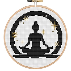 Celestial Yoga Cross Stitch Pattern - Siddhasana  Digital PDF Pattern