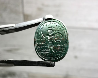 Taille-douce en pierre de sang Abraxas, taille-douce gnostique, taille-douce sculptée à la main, sculpture de pierres précieuses, bijou magique, style ancien, cadeau homme, sur commande