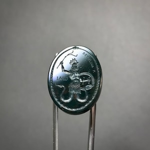 Jaspis diepdruk Abraxas, gnostische diepdruk, handgesneden diepdruk, edelsteensnijwerk, magisch juweel, verjaardagscadeau, MADE TO ORDER