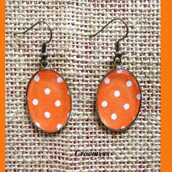 Boucles d'oreilles orange à pois ovales