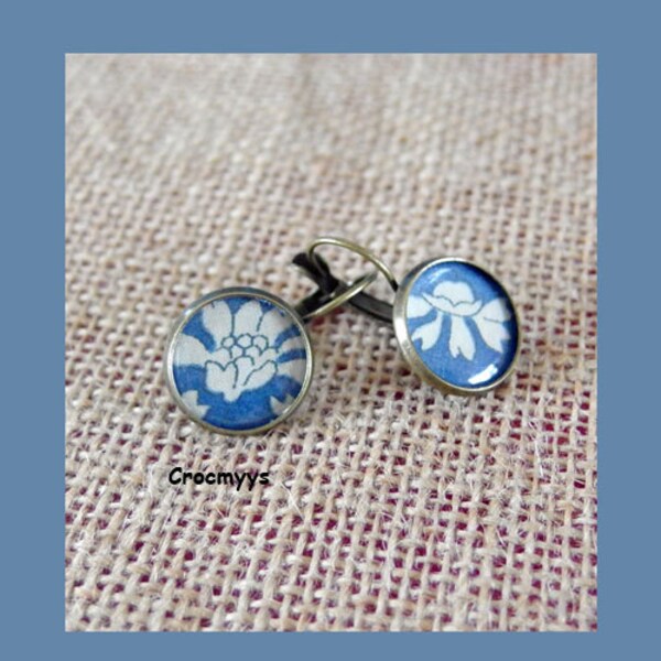 Boucles d'oreilles dormeuses liberty capel bleu