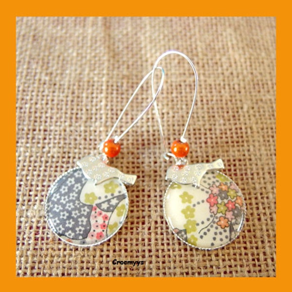 Grandes boucles d'oreilles liberty mauvey orange