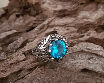 Vintage Aquamarine Sterling Silver Ring