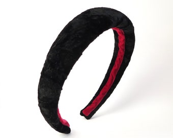 Black crushed velvet Headband, luxury fabric accessories