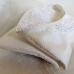 Bridal purse in silk and lace, envelope clutch embroidered with beads and sequins, Ooak image 2