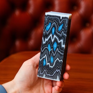 Cuchillo de bloque de micarta, mango liso, madera estabilizada