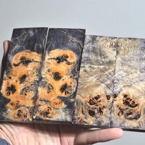 4x knife scales Stabilized wood burl for handle blank block craft
