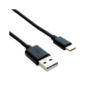 以下が含まれることがあります： 黒色のUSB-C - USB-A充電ケーブル。ケーブルの一方の端にはUSB-Aコネクタ、もう一方の端にはUSB-Cコネクタがあります。コネクタとケーブルは黒色です。