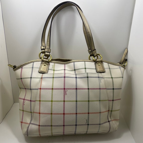 Plaid coach shop bag