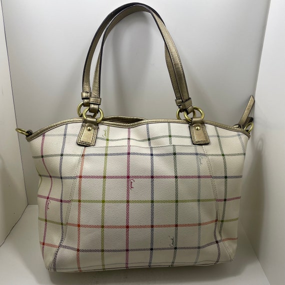 Coach F21364 Peyton Tattersall Large Pocket Cream… - image 2