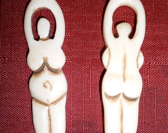 3 &quot;3/4 Mutter Natur Göttin Hand geschnitzte Knochen Anhänger