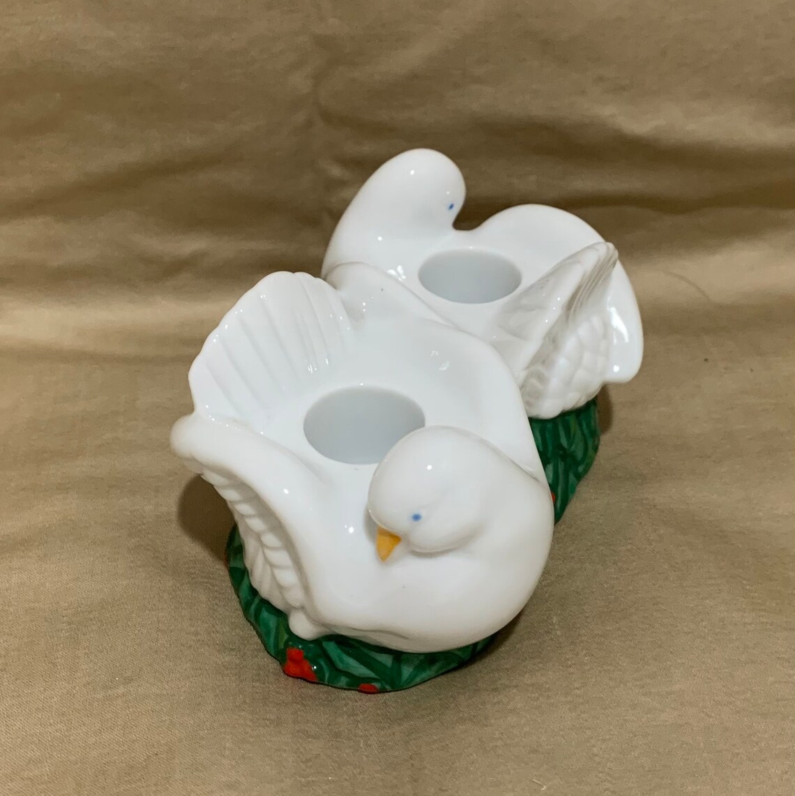 2 TURTLE DOVE Candle Holders Vintage AVON Ceramic White Etsy