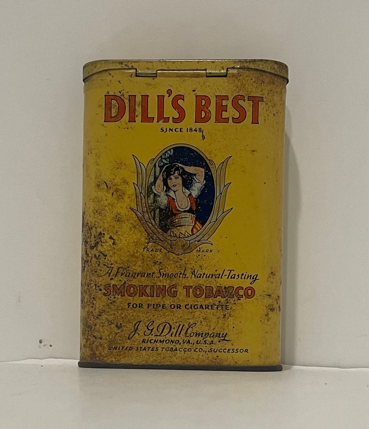 dill's best tobacco tin Vintage Dill's Best Smoking Tobacco for Pipes and Cigarette Tin, Richmond,  VA, 1940's