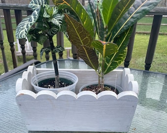 Reclaimed Wood Distressed White Paint Planter Box, Outdoor Planter Box, Window Planter Box, Wooden Planter Box,Rustic Wooden Planter