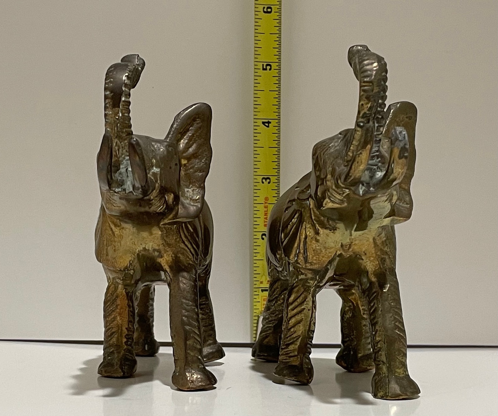 Pair of Vintage Solid Brass Elephants 4 .5 Inches Tall Etsy