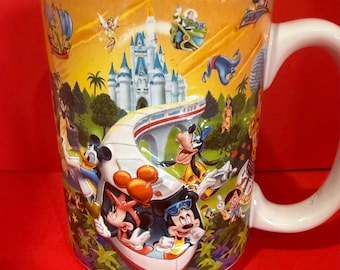 Disney World Four Parks One World Grandpa Mug 3D Mickey Monorail Vintage Souvenir Coffee Cup Disney Parks Collectible