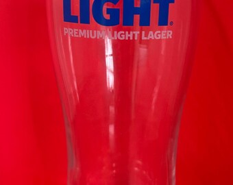 Bud Light Premium Light Lager 16 oz Tall Beer Glass – 7.5” Branded Pint Glass Barware Breweriana Drinkware Collector Glass