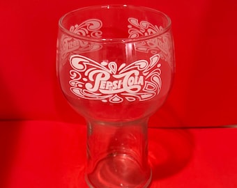 Vintage Pepsi-Cola Swirl Logo Glass – 1960s–1970s Style Goblet / Tulip Glass – 6” Collectible Drinkware