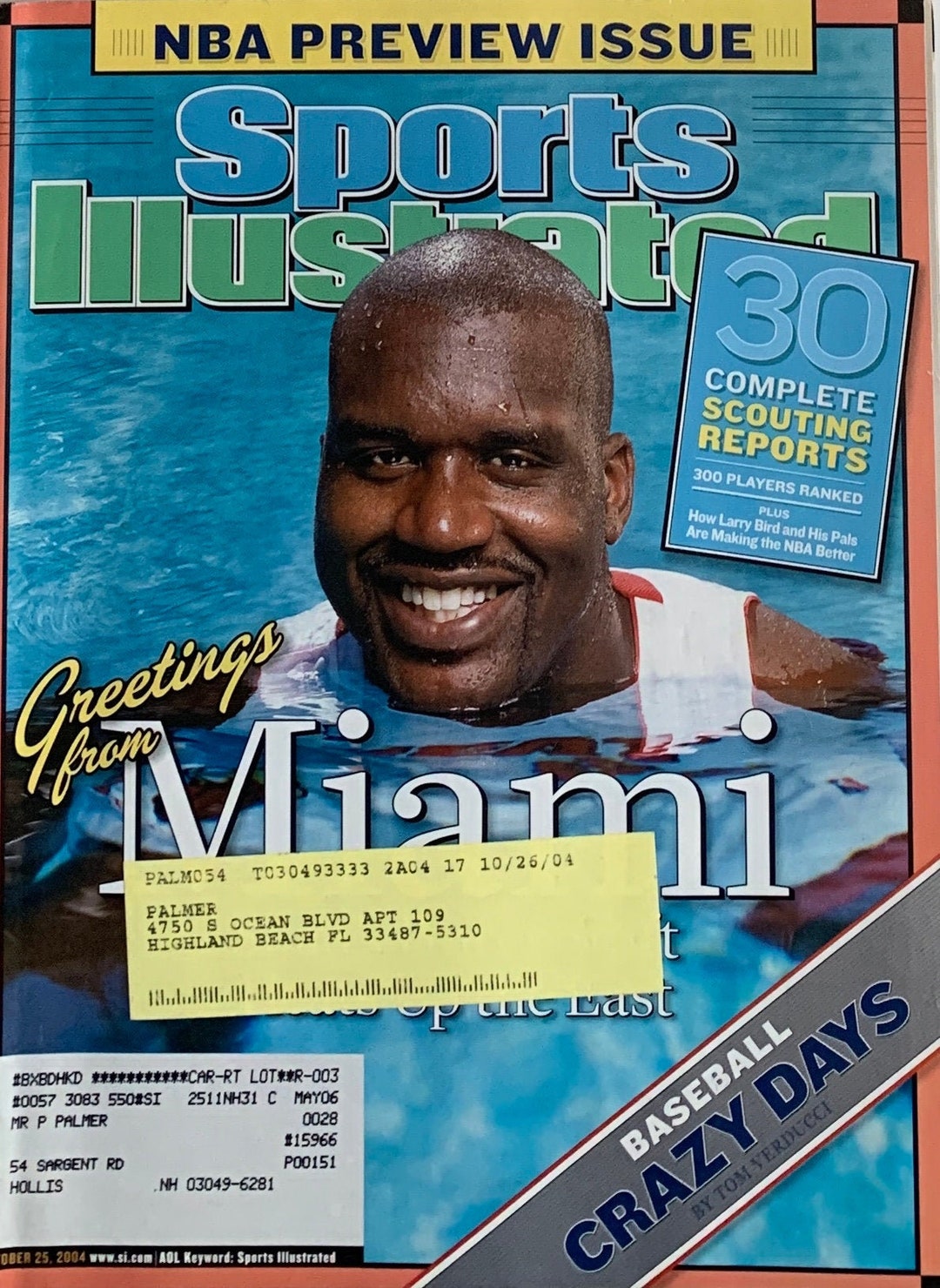 Collectible Sport Illustrated Magazine Miami Heat Shaquille O'neal