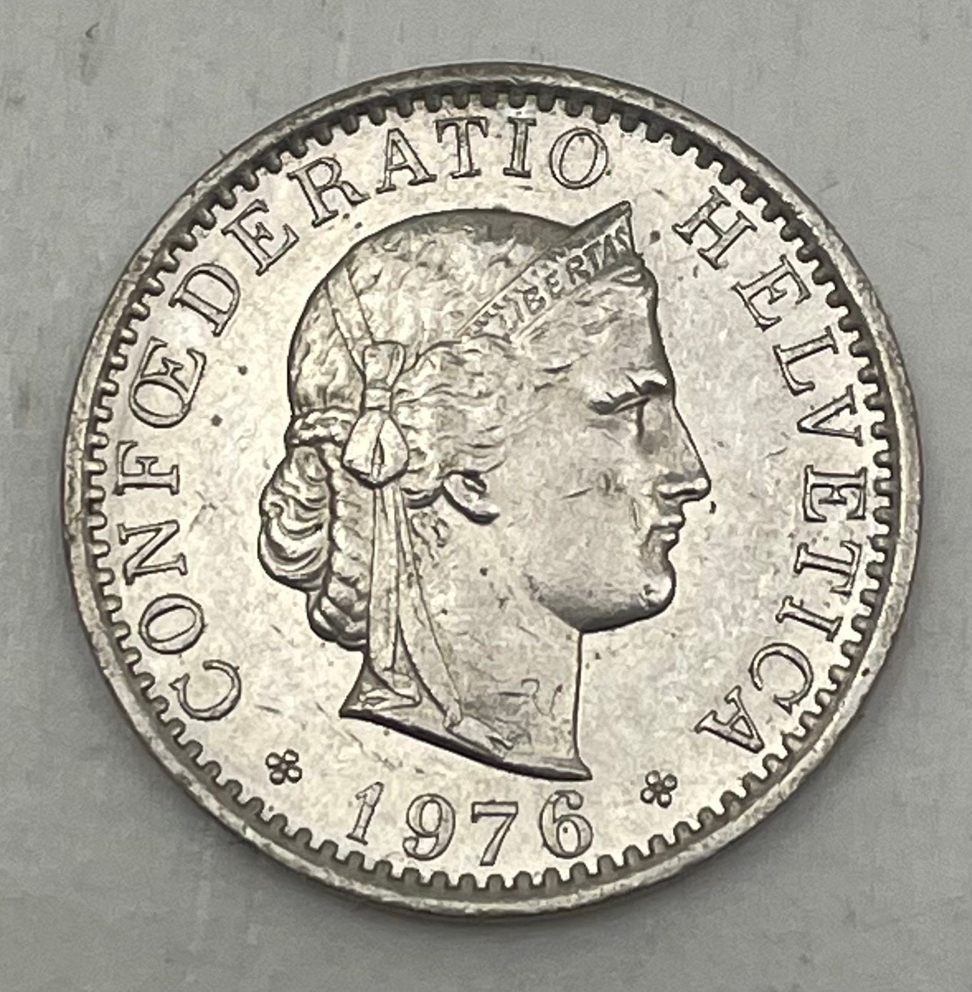 Switzerland 1967-B Uncirculated Condition 5 Francs Silver