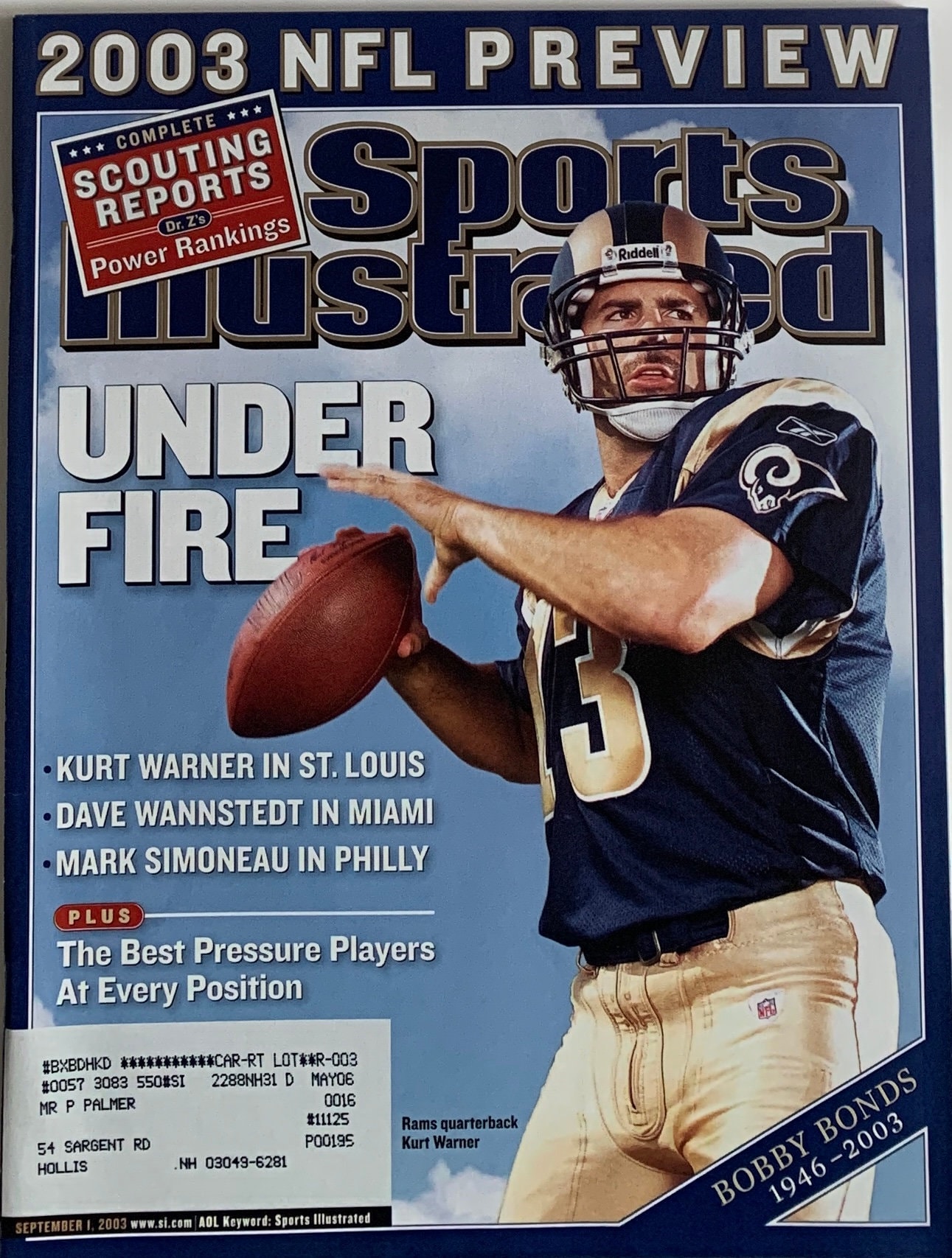 Kurt Warner Signed Rams Sports Illustrated Magazine (JSA COA)