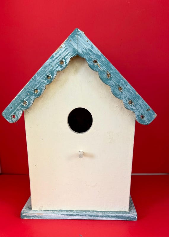 木製の青と白の鳥小屋 9x7x7 - Etsy 日本