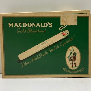 Scatola di cartone per sigarette Gold Standard Macdonald's vintage (1 sigaretta rimasta)