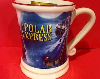 The Polar Express Believe 3D Raised Ceramic Mug 14 oz Holiday Christmas Coffee Cup Winter Train Collectible Drinkware Gift Mug