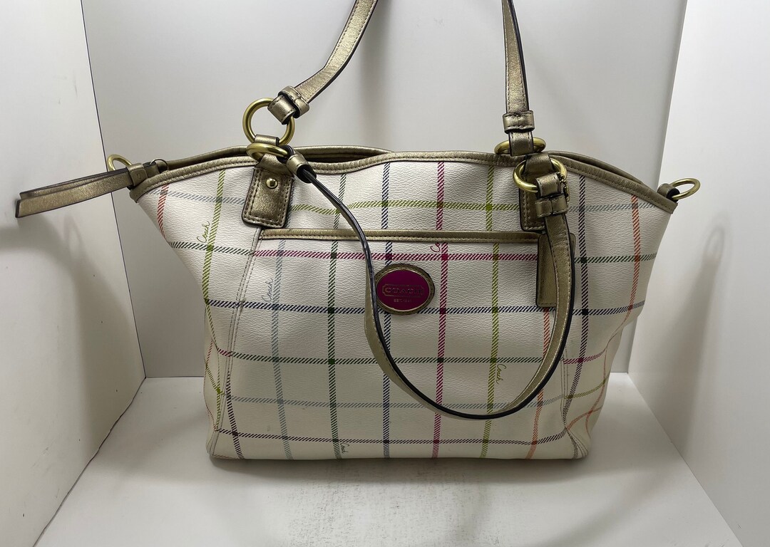Coach tattersall tote shop