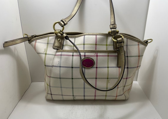 Coach F21364 Peyton Tattersall Large Pocket Cream… - image 1