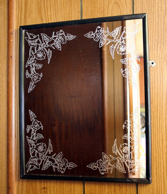 Items similar to Floral Engraved Mirror Hand Engraved by Smash Glass