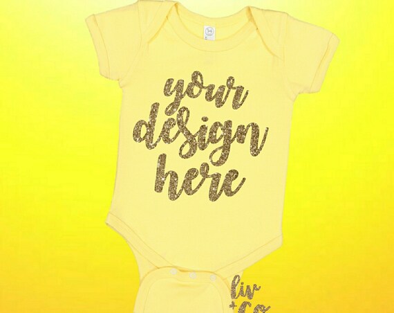 Rabbit Skins 4400 Mockup Yellow Bodysuit Mockup Rabbit Skins