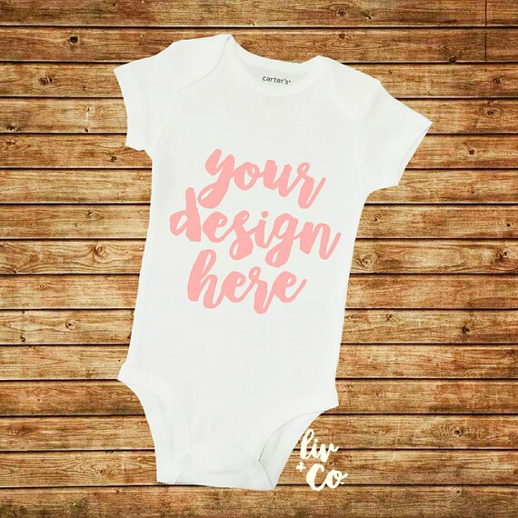 Carters White Unisex Bodysuit Mockup Bodysuit Mock Up Mockups