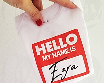 Newborn Baby Coming Home Hospital Outfit Infant Bodysuit Baby Clothes Personalized Hello My Name Is Baby Shower Gift Photo Outfit Liv & Co.™