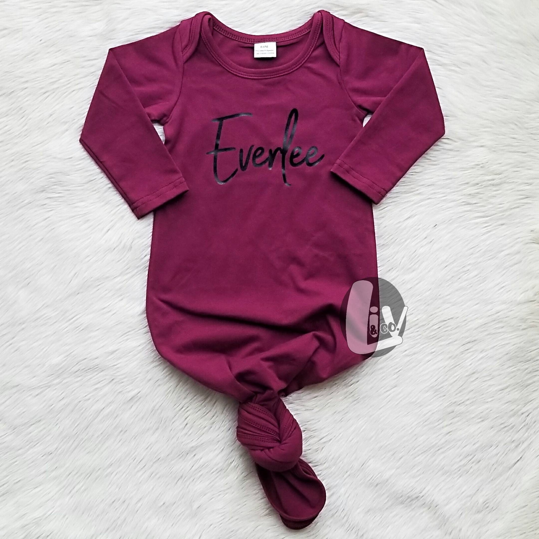 Personalized Knotted Baby Gown With Name Baby Gown Girl or Boy Etsy