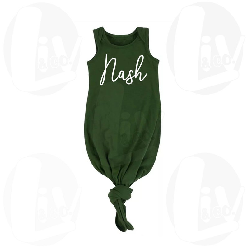 Tie Knot Infant Newborn Baby Gown With Name Baby Coming Home Etsy