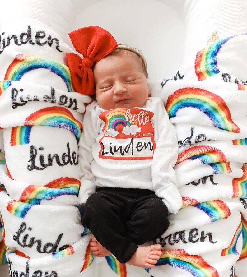 Personalized Newborn Baby Hospital Outfit Rainbow Baby Coming Etsy